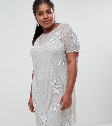 Lovedrobe Lux Embellished Shift Dress-grey