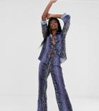 Ttya Wide Leg Pants In Purple Python Print