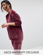 Asos Maternity Lounge Velvet Sweatshirt - Pink