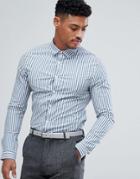 Asos Design Smart Skinny Stripe Shirt - Blue