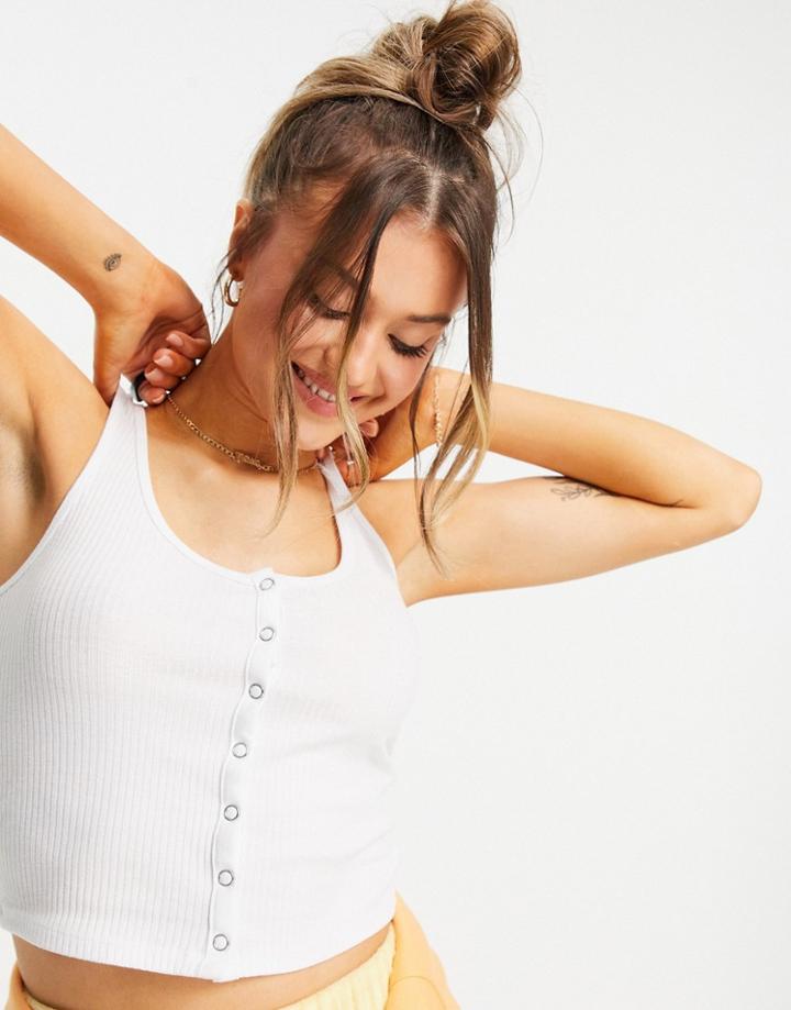 New Look Snap Front Tank In White