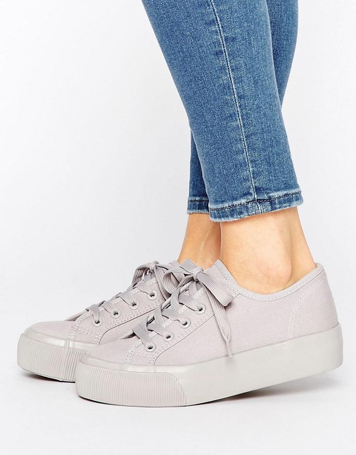 New Look Canvas Double Sole Sneaker - Gray