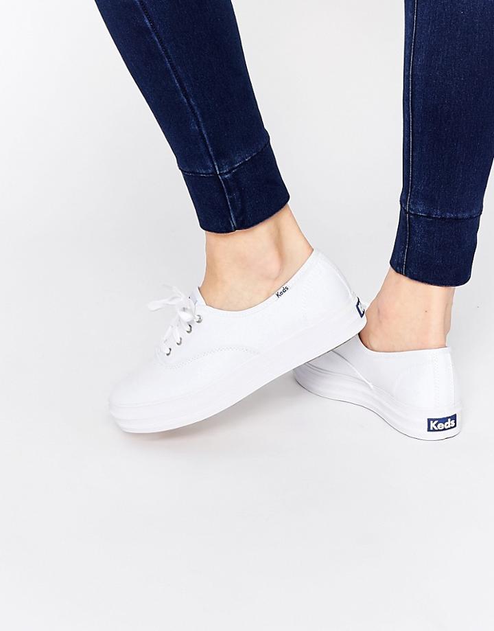 Keds Champion Triple White Core Plimsoll Trainers - White