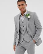 Asos Design Wedding Skinny Suit Jacket In Gray Twist Micro Texture - Gray