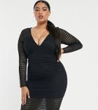 Asos Design Curve Lace Paneled Midi Dress - Black
