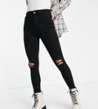 New Look Petite Ripped Skinny Disco Jeans In Black