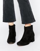 Truffle Collection Luan Square Toe Heeled Ankle Boots - Black Micro