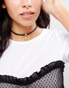 Nylon Hamsa Hand Choker Necklace - Black