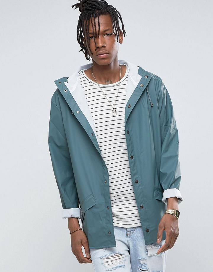 Rains Short Waterproof Jacket In Pacific - Green