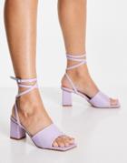 Raid Naya Tie Ankle Mid Heeled Sandals In Lilac-purple
