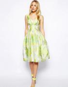 Asos Jacquard Midi Prom Dress - Green