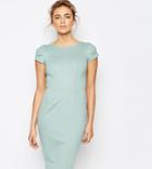 Closet Pencil Midi Dress With Ruched Cap Sleeve - Green