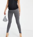 Flounce Maternity Over The Bump Supersoft Leggings In Gray-grey