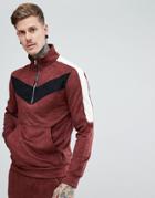 Religion Half Zip Funnel Jacket In Suedette - Red