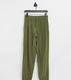 Vila Petite High Waisted Cuffed Pants In Green