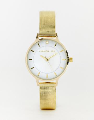 Christian Lars Stainless Steel Mesh Bracelet Strap Watch In Gold