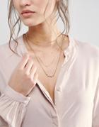 Asos Multirow Fine Chain Faux Pearl Choker Necklace - Pink