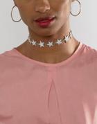 Ashiana Gem Star Choker Necklace - Silver