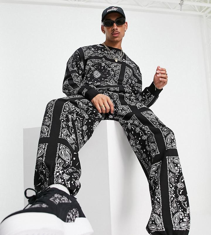 Puma Off Beat Paisley Sweatpants In Black