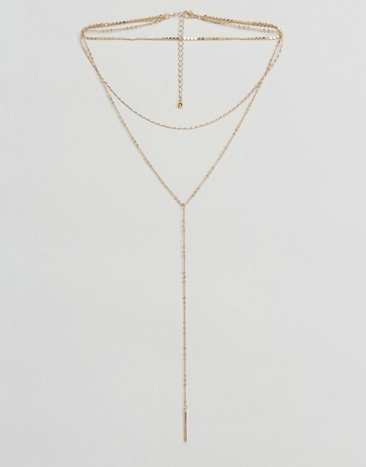Asos Fine Lariat Ball Charm Multirow Necklace - Gold