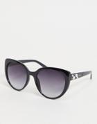 Lipsy Cat Eye Sunglasses With Pearl Detail-black