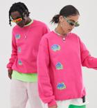 Collusion X Now Loading Unisex Sweatshirt With Print In Pink - Pink