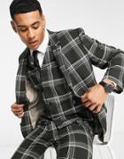 Asos Design Super Skinny Mix And Match Green Check Suit Jacket