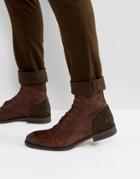 Hudson London Yoakley Leather Lace Up Boots - Brown