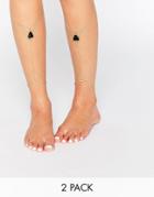 Asos Pack Of 2 Statement Triangle Leg Chain Anklets - Gold