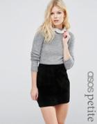 Asos Petite Sweater In Mohair With Lace Neck Detail - Gray