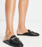 London Rebel Wide Fit Snaffle Mule In Black