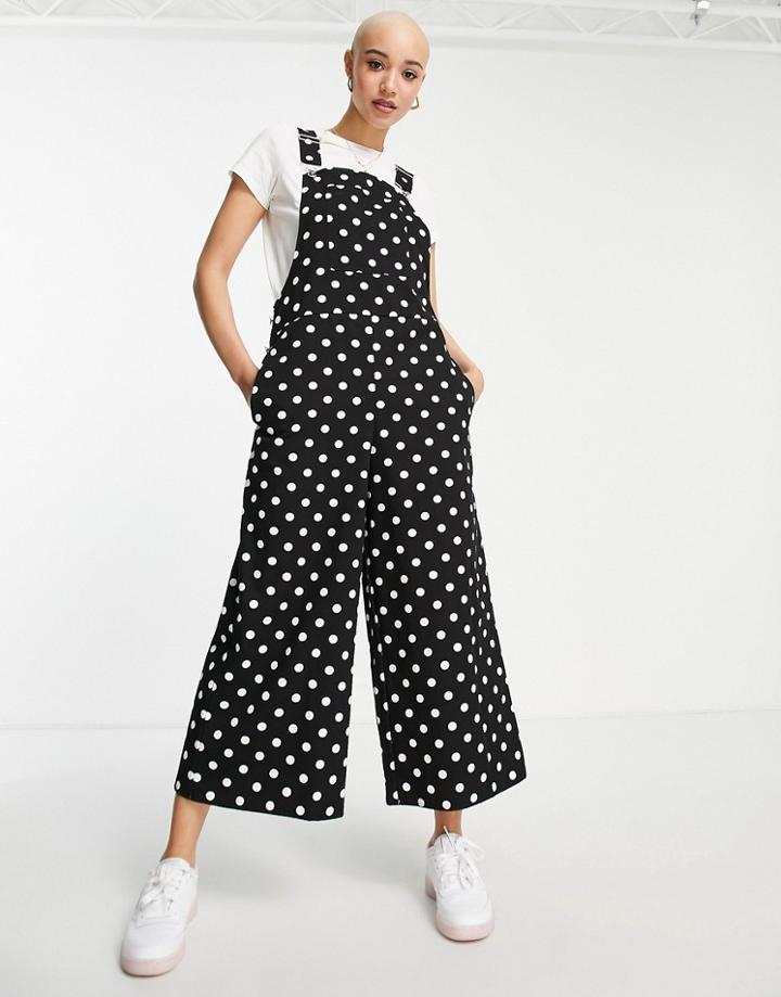 Asos Design Twill Overalls In Mono Spot Print-multi