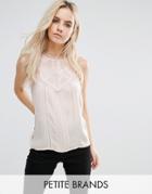 Vero Moda Petite Lace Trim Shell Top - Pink