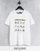 Reclaimed Vintage Inspired Unisex Oversized T-shirt With Frog Graphic-white