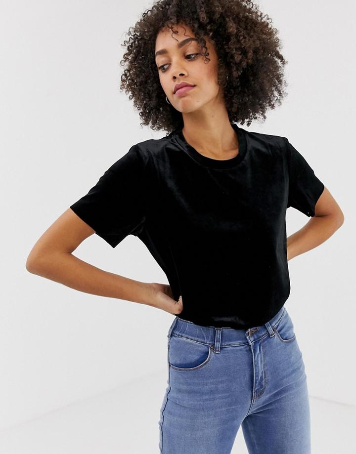 Dr Denim Velvet T Shirt - Black