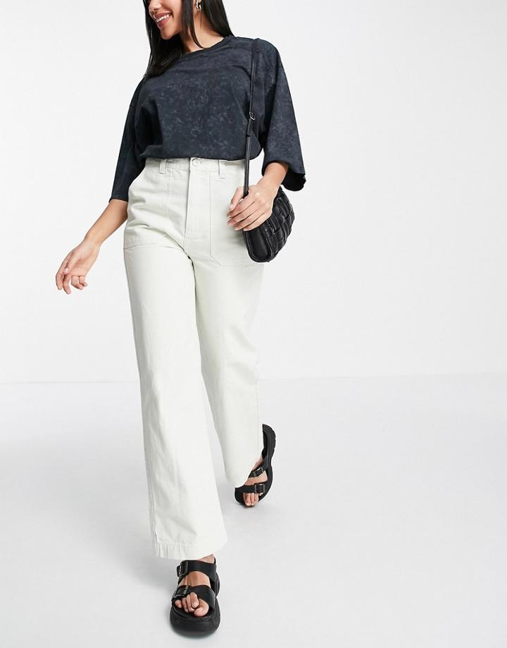 Dr Denim Mila Straight Leg High Rise Utility Jeans In Ecru-neutral