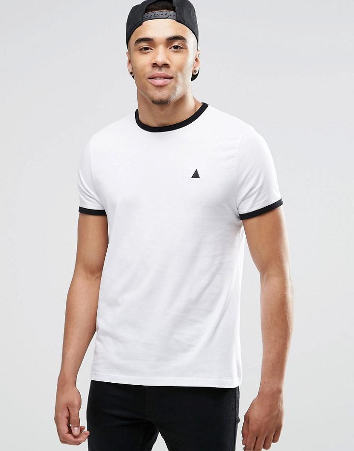Asos Logo T-shirt With Contrast Ringer In White/black