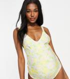 Asos Design Maternity Lace Up Back Swimsuit In Floral Print-multi