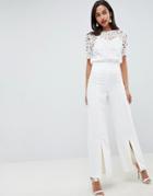 Coast Button Wide Leg Pants - White