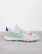 Nike Waffle Racer 2x Sneakers In White And Neon Green