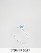 Asos Sterling Silver Birth Stone March Ring - Blue