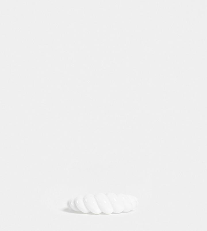Asos Design Curve Ring With Twist Design In White Plastic