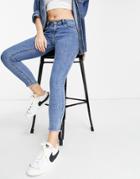 Abercrombie & Fitch Marbled Ankle Grazer Jeans In Medium Wash-blue