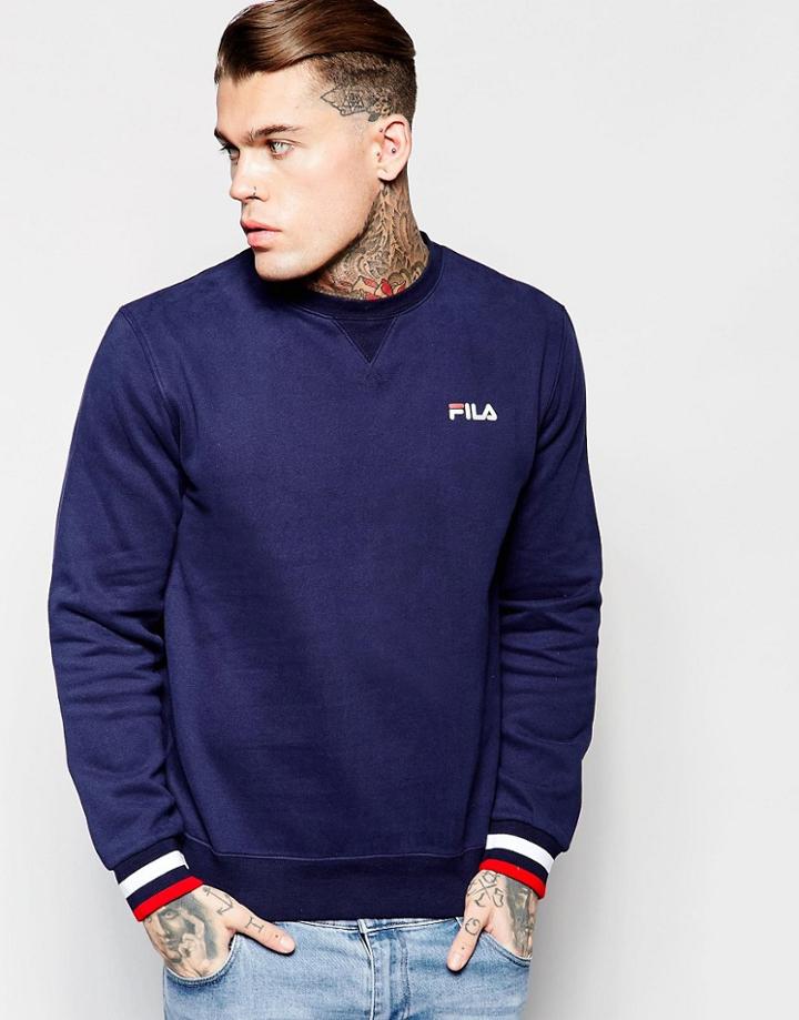 Fila Black Sweatshirt With Small Logo - Navy