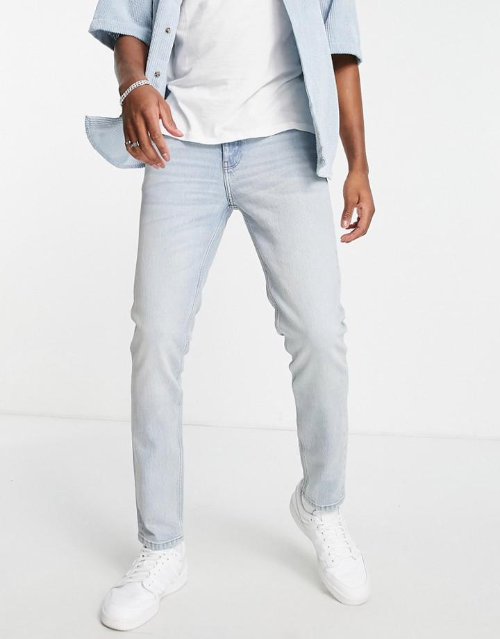 Asos Design Cone Mill Denim Skinny Fit 'american Classic' Jeans In Light Wash Blue