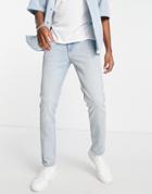 Asos Design Cone Mill Denim Skinny Fit 'american Classic' Jeans In Light Wash Blue