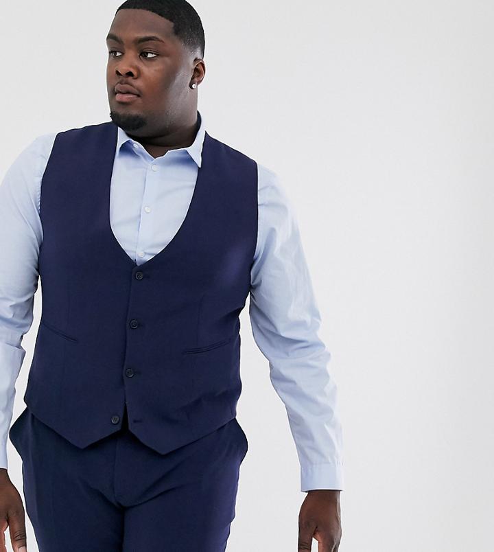 Asos Design Plus Super Skinny Suit Suit Vest In Navy