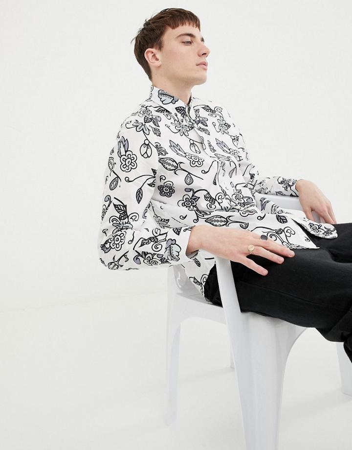 Pretty Green X The Beatles Slim Fit Shirt In White - White