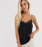 New Look Lace Edge Cami In Black - Black