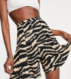 Asos Design Tall City Short In Black And Tan Animal Print-multi